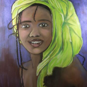 Pintura intitulada "Le sourire de Malou" por Kpbc, Obras de arte originais