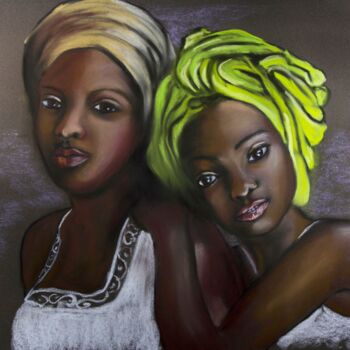 Peinture intitulée ""Mia et Lilou" Past…" par Kpbc, Œuvre d'art originale