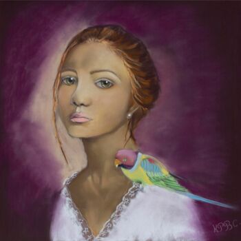 Painting titled "Clémentine" by Kpbc, Original Artwork, Pastel