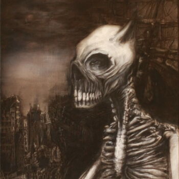 Ζωγραφική με τίτλο "Pire Rate" από Kpy, Αυθεντικά έργα τέχνης, Λάδι Τοποθετήθηκε στο Ξύλινο φορείο σκελετό