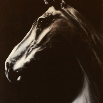 Painting titled "Horse" by Kpy, Original Artwork, Oil Mounted on Wood Stretcher frame