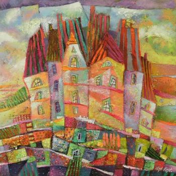 Картина под названием "Rainbow City" - Olga Kost, Подлинное произведение искусства