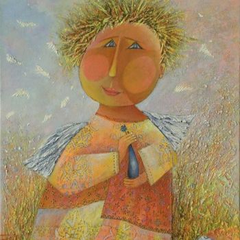 Картина под названием "Polny kwiatek" - Olga Kost, Подлинное произведение искусства