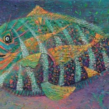 Картина под названием "Fish" - Olga Kost, Подлинное произведение искусства