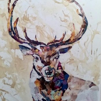 Peinture intitulée "Deer" par Julia Krasnova, Œuvre d'art originale, Autre