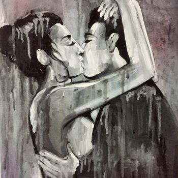 Schilderij getiteld "Kiss" door Julia Krasnova, Origineel Kunstwerk, Olie