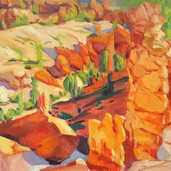 Schilderij getiteld "Warmest canyon" door Krasuckas, Origineel Kunstwerk, Olie