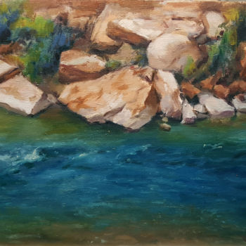 Pintura titulada "River in Zion" por Krasuckas, Obra de arte original, Oleo