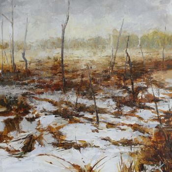 Schilderij getiteld "Swamp in winter" door Krasuckas, Origineel Kunstwerk, Olie