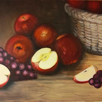 Peinture intitulée "Натюрморт с яблокам…" par Nina Fedotova, Œuvre d'art originale, Huile