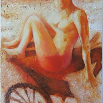 Painting titled "Orange Sun or the m…" by Kravitz, Original Artwork, Oil