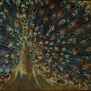Malarstwo zatytułowany „Peacock of Venice” autorstwa Kravitz, Oryginalna praca, Olej