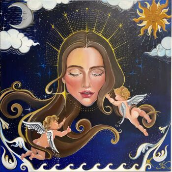 Картина под названием "Women's Universe" - Ksenia Kravtsova, Подлинное произведение искусства, Акрил Установлен на Деревянна…