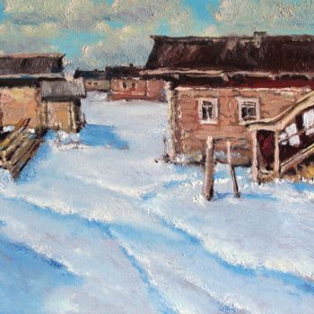 Картина под названием "Northern village" - Mark Kremer, Подлинное произведение искусства