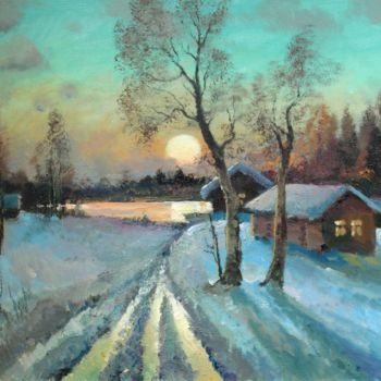 Painting titled "Winter Evening" by Mark Kremer, Original Artwork