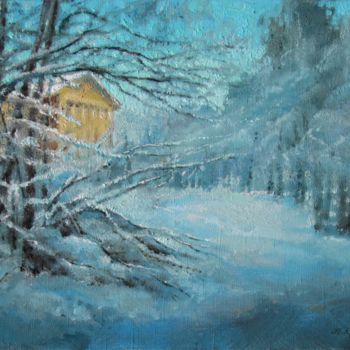 Schilderij getiteld "Winter in the park" door Mark Kremer, Origineel Kunstwerk