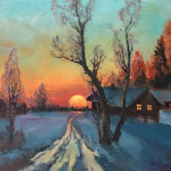 Painting titled "Sunset" by Mark Kremer, Original Artwork, Oil