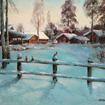 Painting titled "February Frost" by Mark Kremer, Original Artwork, Oil