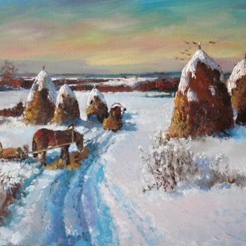 Painting titled "Winter, hey collect…" by Mark Kremer, Original Artwork, Oil