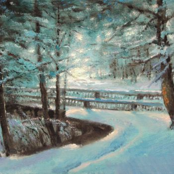 Painting titled "Winter in park. Bri…" by Mark Kremer, Original Artwork, Oil