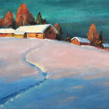 Painting titled "Winter Evening" by Mark Kremer, Original Artwork, Oil