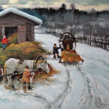 Malerei mit dem Titel "For hay. Zimka" von Mark Kremer, Original-Kunstwerk, Öl