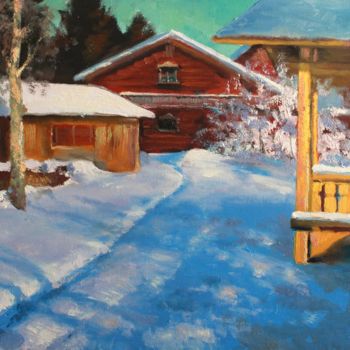 Painting titled "Village motive" by Mark Kremer, Original Artwork, Oil