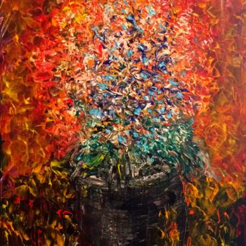 Schilderij getiteld "Burning flowerpot" door Alexander Kriegel, Origineel Kunstwerk, Acryl