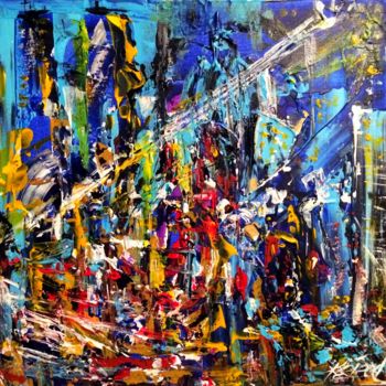 Painting titled "Big city lights" by Alexander Kriegel, Original Artwork, Acrylic