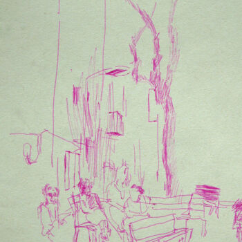 Drawing titled "café" by Krikri Ling, Original Artwork, Ballpoint pen