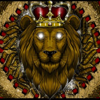 Digital Arts titled "The king of lion" by Kriminal, Original Artwork, Digital Painting
