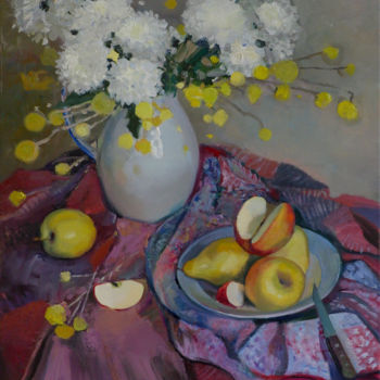 Painting titled "Apple aroma" by Oksana Krinichna, Original Artwork, Oil