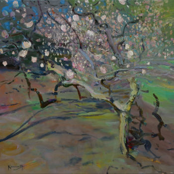 Pittura intitolato "Magnolia" da Oksana Krinichna, Opera d'arte originale, Olio