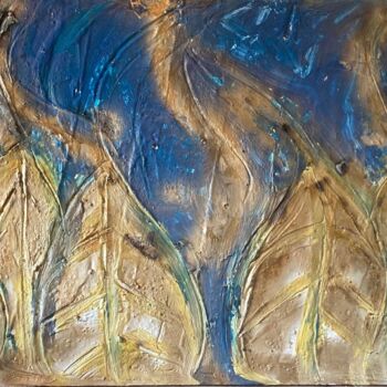 Painting titled "Golden leafs" by Kris Coene, Original Artwork, Acrylic