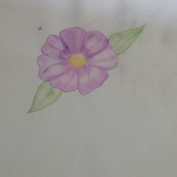 Drawing titled "Purple flower" by Krishna Art Gallery, Original Artwork, Watercolor