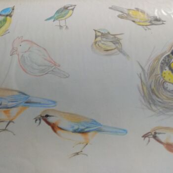 Disegno intitolato "Lot of birds" da Krishna Art Gallery, Opera d'arte originale, Matita