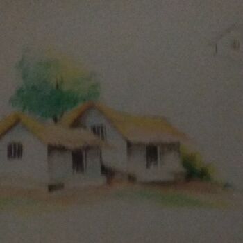 Drawing titled "Old Village scene" by Krishna Art Gallery, Original Artwork, Pencil