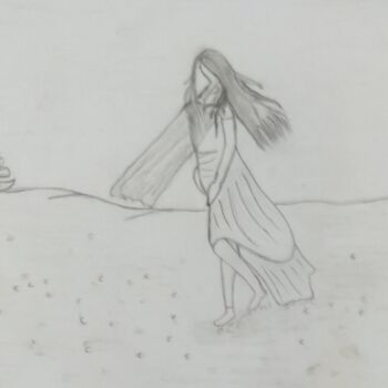 Disegno intitolato "Strong wind" da Krishna Art Gallery, Opera d'arte originale, Matita