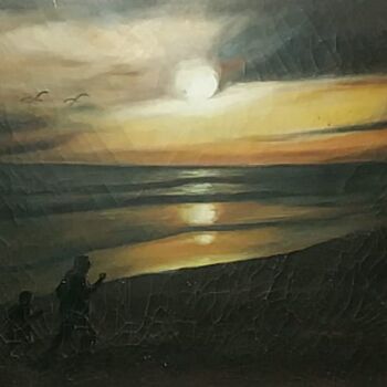 Painting titled "Walk in sunrise" by Krishna Art Gallery, Original Artwork, Oil