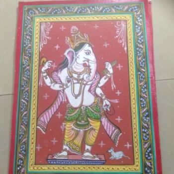 Painting titled "Ganesha 1" by Krishnendu Sarkar, Original Artwork, Watercolor