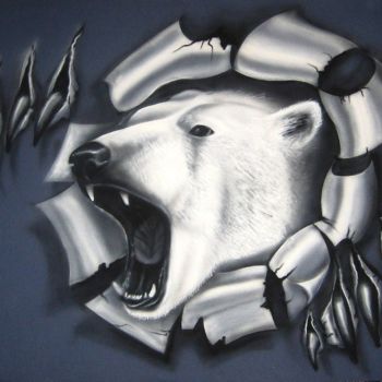 Painting titled "Белый медведь" by Kristina Liulchuk, Original Artwork, Airbrush