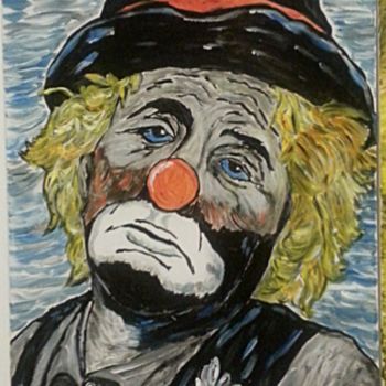 Painting titled "Sad Clown" by Kriss, Original Artwork, Acrylic