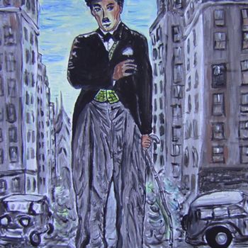 Painting titled "Charlie Chaplin" by Kriss, Original Artwork, Acrylic