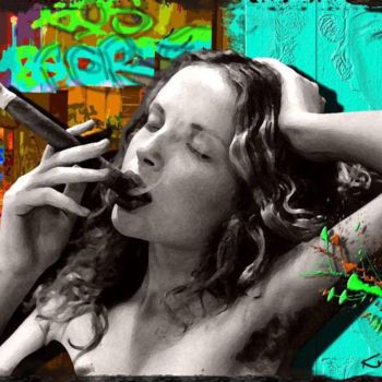 Collages titled "LOLITA WITH A CIGAR" by Krissart, Original Artwork