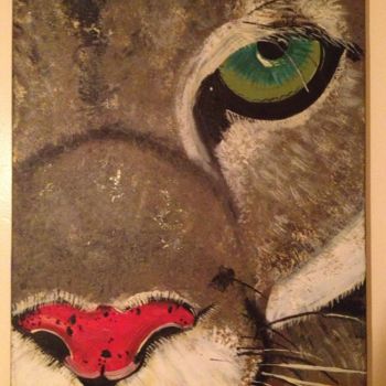 Schilderij getiteld "Cougar" door Krista Ryan, Origineel Kunstwerk, Olie