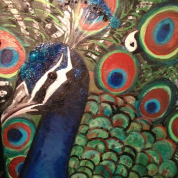 Malerei mit dem Titel ""Peacock karma peak…" von Krista Ryan, Original-Kunstwerk, Öl