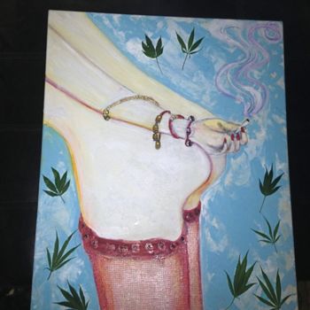 Painting titled "Midnight toker" by Krista Ryan, Original Artwork, Oil