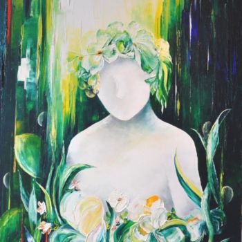 Картина под названием "Nymphéa" - Kristeen Van  Ryswyck, Подлинное произведение искусства, Масло
