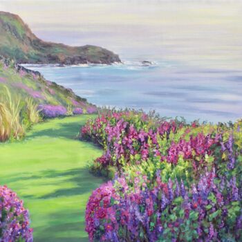 Painting titled "Seaside Garden" by Kristen Olson Stone, Original Artwork, Oil