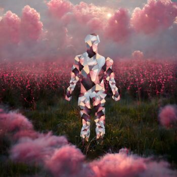 Digital Arts titled "Man in a field of p…" by Kristi Bell, Original Artwork, Photo Montage